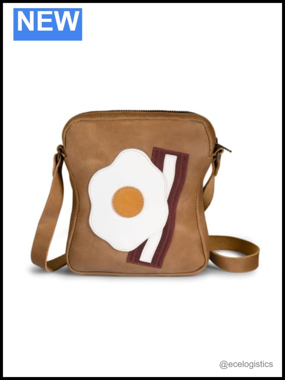 Egg Bacon Sandwich Shape Full Grain Leather Shoulder Bag